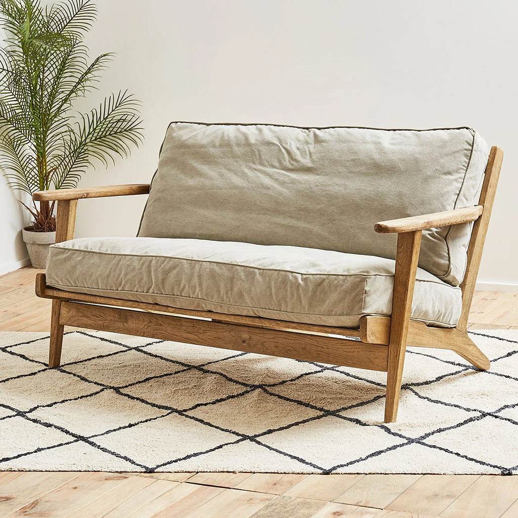 Côté Table Canapé 2 Places Laureli Gris En Chêne 4 Côté Table Canapé 2 Places Laureli Gris En Chêne – Image 2