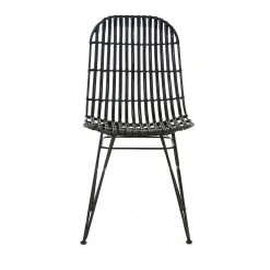 Zago Chaise En Rotin Naturel Et Metal Noir - KUBU