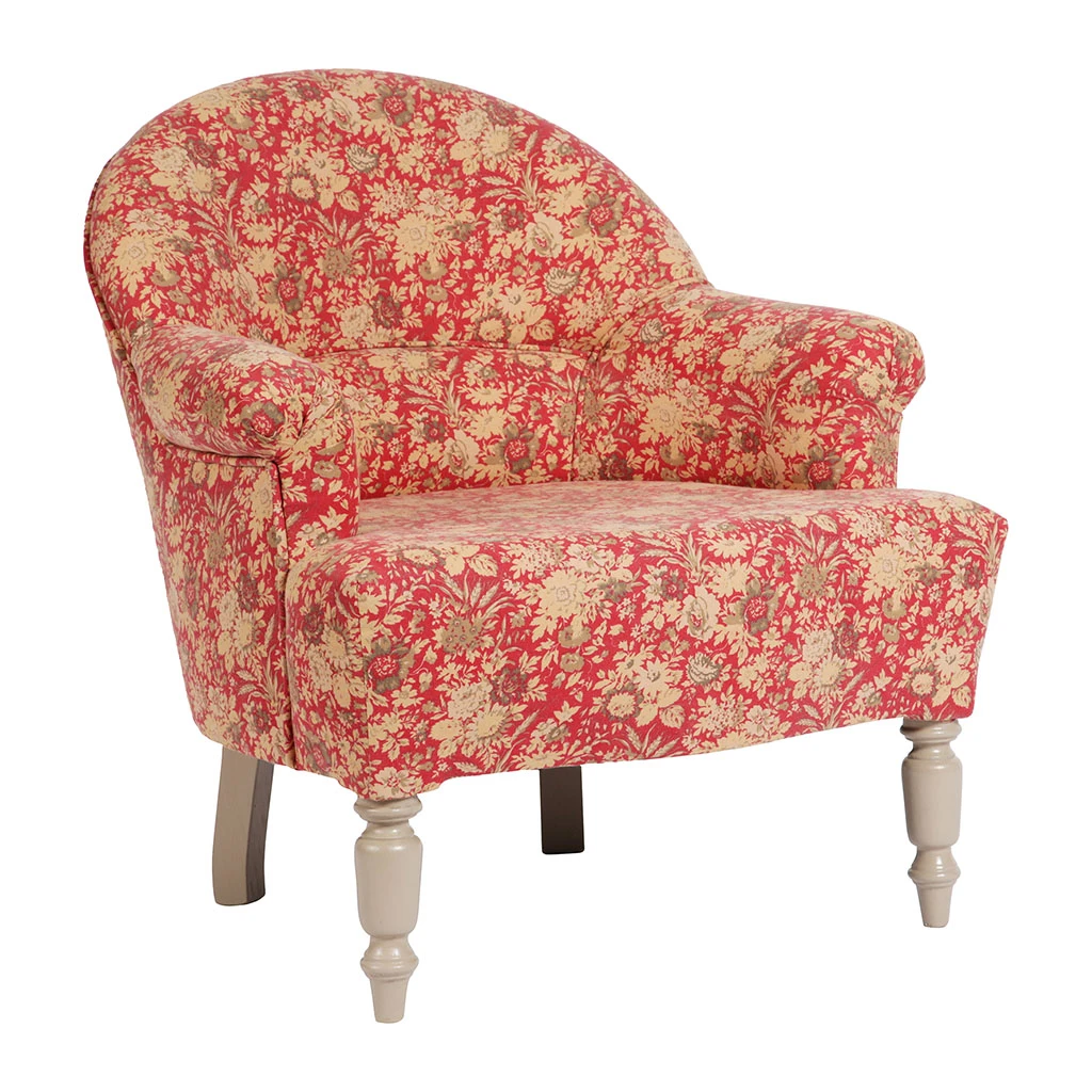Comptoir De Famille Fauteuil Crapaud Floral En Coton Rouge Et Pin - Margot 5 Comptoir De Famille Fauteuil Crapaud Floral En Coton Rouge Et Pin - Margot – Image 3