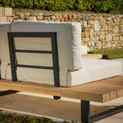 Alice's Garden Salon De Jardin D'angle 5 Places En Acacia Brossé Et Aluminium Et Coussins Beige - Managua -SEMA design Boutique 19c44 arriere du salon de jardin managua