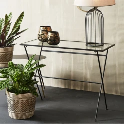 Côté Table Console En Verre Et Fer Noir - Mians -SEMA design Boutique 1a379 console en verre et prieds en fer noir