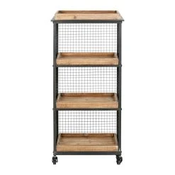 Comptoir De Famille Desserte à Roulette En Sapin Naturel Et Fer