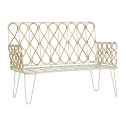 Comptoir De Famille Banquette 2 Places En Fer Blanc Et Rotin Naturel -roseraie -SEMA design Boutique 201546 DET01 WEB