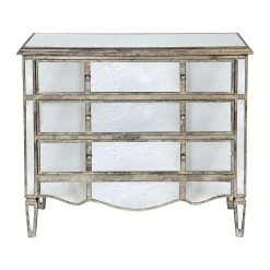 Côté Table Commode En Bois Miroir Patine 3 Tiroirs H81cm