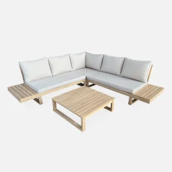 Alice's Garden Salon De Jardin D'angle 5 Places En Acacia Brossé Et Coussins Beige - Havana -SEMA design Boutique 24e56 salon de jardin d angle sur palette havana