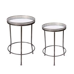 Côté Table Table Basse Gigogne (lot De 2) En Métal Bronze Et Miroir