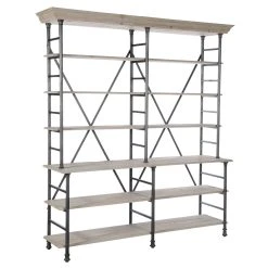 Côté Table Etagère Industrielle En Vieux Pin Et Fer 6 Niveaux H220cm - Entrepot