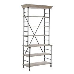Côté Table Etagère Industrielle En Vieux Pin Et Fer 6 Niveaux H220cm - Entrepot