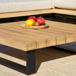 Alice's Garden Salon De Jardin D'angle 5 Places En Acacia Brossé Et Aluminium Et Coussins Beige - Managua -SEMA design Boutique 26852 table en acacia du salon de jardin managua