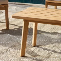 Alice's Garden Salon De Jardin 4 Places En Acacia Brossé Et Cannage Carré Avec Coussin Beige - Bohemia -SEMA design Boutique 3047b table du salon de jardin en acacia bohemia