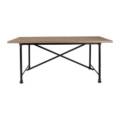 Côté Table Table à Manger En Sapin Et Pieds En Fer Noir 180x90cm - Tucson