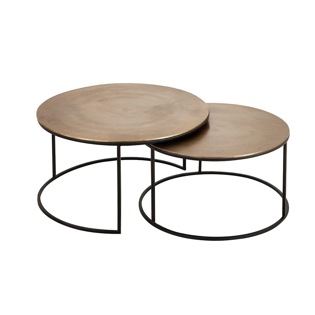 Côté Table Table Basse Gigogne Ronde (lot De 2) En Fer Doré - Félia 3 Côté Table Table Basse Gigogne Ronde (lot De 2) En Fer Doré - Félia