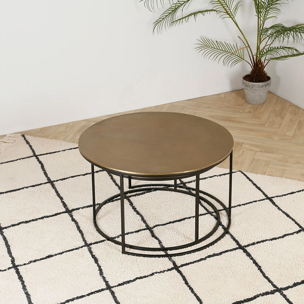 Côté Table Table Basse Gigogne Ronde (lot De 2) En Fer Doré - Félia 8 Côté Table Table Basse Gigogne Ronde (lot De 2) En Fer Doré - Félia – Image 6