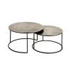 Côté Table Table Basse Gigogne Ronde (lot De 2) En Fer Argenté - Félia