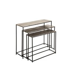 Côté Table Console Gigogne (x3) En Fer Argenté - Felia