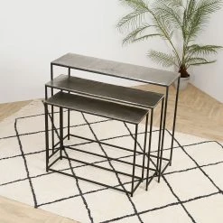 Côté Table Console Gigogne (x3) En Fer Argenté - Felia -SEMA design Boutique 36483 SITU03 WEB