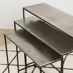 Côté Table Console Gigogne (x3) En Fer Argenté - Felia -SEMA design Boutique 36483 SITU04 WEB