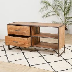 Côté Table Meuble TV Industriel En Acacia Et Fer L120cm - Factory -SEMA design Boutique 36487 SITU02 WEB