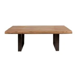 Côté Table Table Basse En Acacia Massif Et Pieds En Fer Noir 130x70cm - Factory