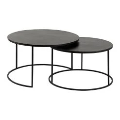 Côté Table Table Basse Gigogne Ronde (lot De 2) En Fer Noir - Felia