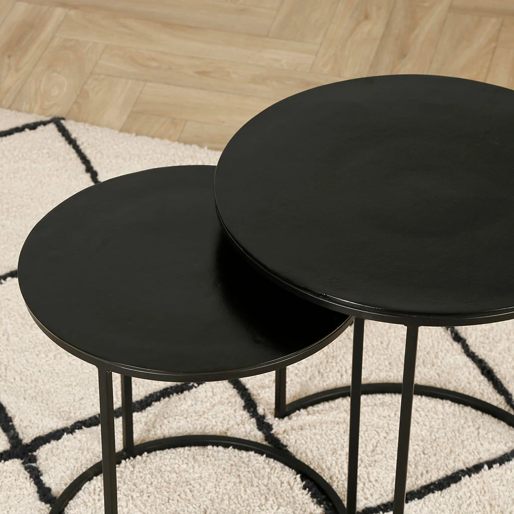 Côté Table Tables D'appoint Gigogne (x2) En Fer Noir - Felia 8 Côté Table Tables D'appoint Gigogne (x2) En Fer Noir - Felia – Image 6