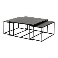 Côté Table Table Basse Gigogne Carrée (lot De 3) En Fer Noir - Felia