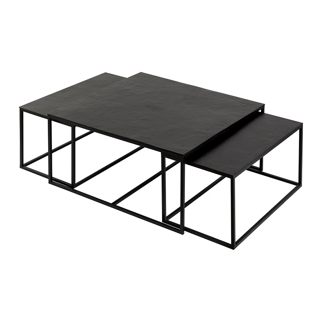 Côté Table Table Basse Gigogne Carrée (lot De 3) En Fer Noir - Felia 4 Côté Table Table Basse Gigogne Carrée (lot De 3) En Fer Noir - Felia – Image 2