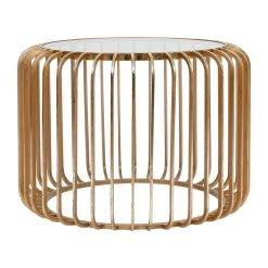 Côté Table Table Basse Ronde En Fer Doré Et Verre D65.5cm - Belisama