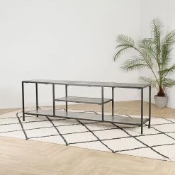 Côté Table Meuble TV En Acier Et Aluminium Argenté L150cm - Felia -SEMA design Boutique 37911 SITU01 WEB