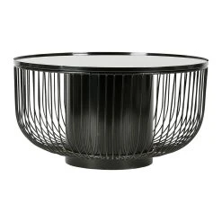 Côté Table Table Basse Ronde En Verre Et Acier Noir - Lab