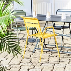 Fermob Chaise Bridge D'extérieur En Acier Miel - Monceau -SEMA design Boutique 3ced4 fauteuil de jardin jaune en acier