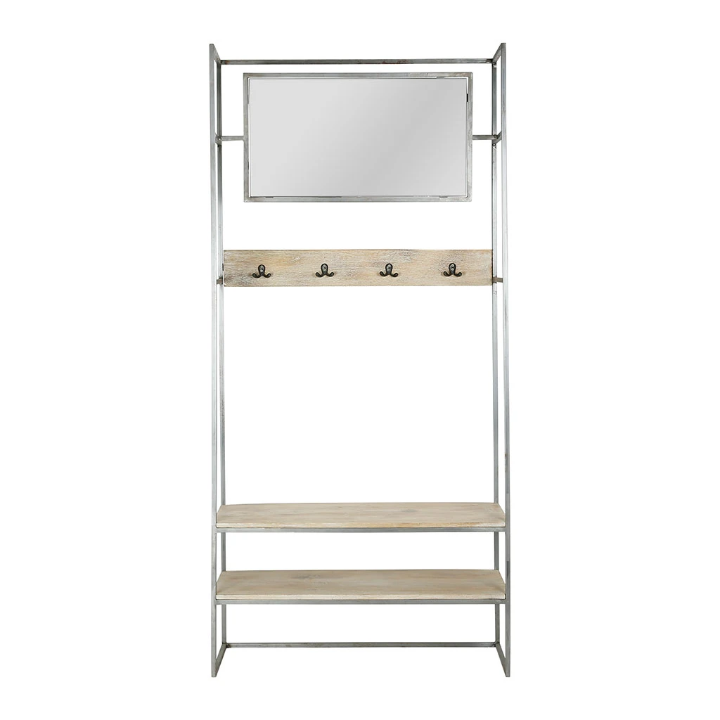 Jardin D'Ulysse Vestiaire D'entrée Avec Miroir En Manguier Naturel Et Fer - Tangram 3 Jardin D'Ulysse Vestiaire D'entrée Avec Miroir En Manguier Naturel Et Fer - Tangram