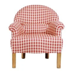 Comptoir De Famille Fauteuil Crapaud En Coton Vichy Rouge Et Pin - Margot