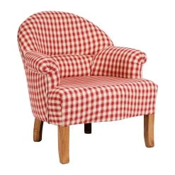 Comptoir De Famille Fauteuil Crapaud En Coton Vichy Rouge Et Pin - Margot -SEMA design Boutique 4952 DET01 WEB