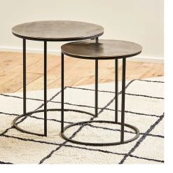 Côté Table Table D'appoint Gigogne (x2) En Fer Argent - Felia -SEMA design Boutique 4d650 36479 situ01 web