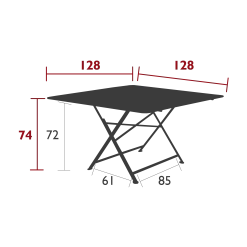 Fermob Table De Jardin Pliante Carrée En Acier Cerise 128x128cm - Cargo -SEMA design Boutique 55d25 dimension de la table de jardin cargo 128x128cm