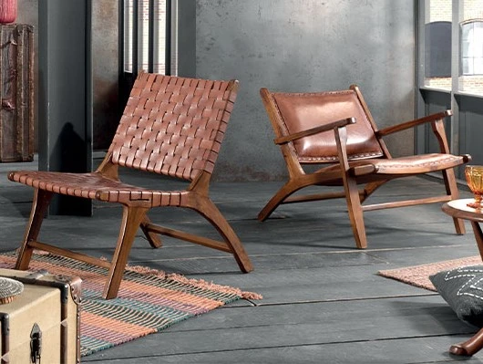 Casita Fauteuil En Teck Et Lanières De Cuir Marron - Irene 3 Casita Fauteuil En Teck Et Lanières De Cuir Marron - Irene – Image 2