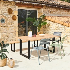 Alice's Garden Table De Jardin En Acacia Brossé Et Acier Noir L180cm - Salta -SEMA design Boutique 5a6c5 table de jardin en acacia et pieds en acier noir salta