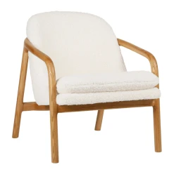 SEMA DESIGN Fauteuil En Tissu Bouclette Crème Et Pieds En Frêne - Element