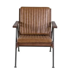 Zago Fauteuil Effet Cuir Marron Clair - Lewis