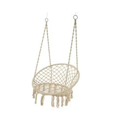 Decoris Chaise Hamac Suspendu Avec Franges Creme D82x123cm