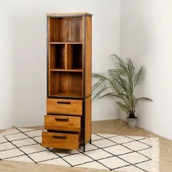 Casita Etagère En Teck Massif Recycle Avec 3 Tiroirs H190cm - Alix -SEMA design Boutique 614105 SITU02 WEB