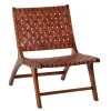 Casita Fauteuil En Teck Et Lanières De Cuir Marron - Irene