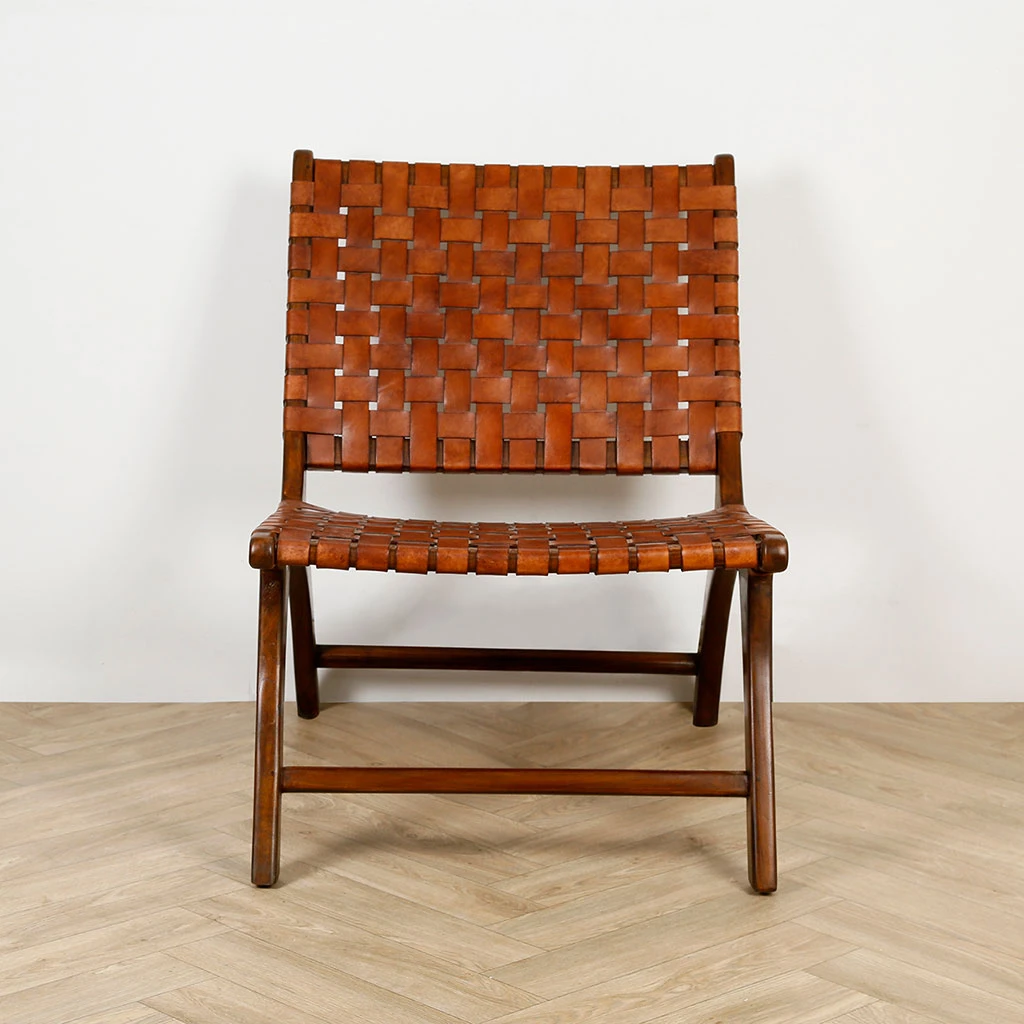 Casita Fauteuil En Teck Et Lanières De Cuir Marron - Irene 5 Casita Fauteuil En Teck Et Lanières De Cuir Marron - Irene – Image 4