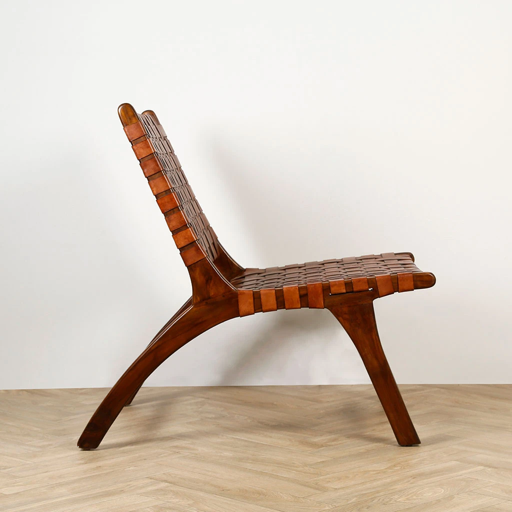 Casita Fauteuil En Teck Et Lanières De Cuir Marron - Irene 7 Casita Fauteuil En Teck Et Lanières De Cuir Marron - Irene – Image 6