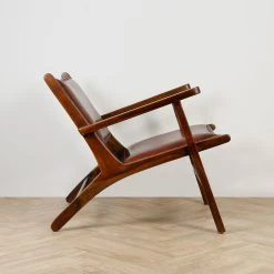 Casita Fauteuil En Teck Et Cuir Marron - Arlot -SEMA design Boutique 617262 SITU03 WEB