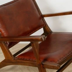 Casita Fauteuil En Teck Et Cuir Marron - Arlot -SEMA design Boutique 617262 SITU04 WEB