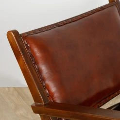 Casita Fauteuil En Teck Et Cuir Marron - Arlot -SEMA design Boutique 617262 SITU06 WEB