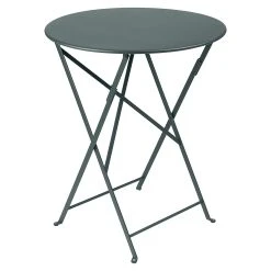 Fermob Table De Jardin Ronde Pliante En Acier Gris Orage - Bistro