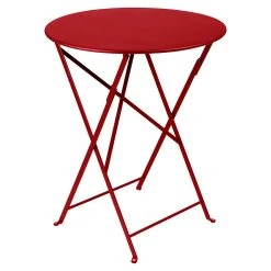 Fermob Table De Jardin Ronde Pliante En Acier Rouge Piment - Bistro